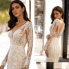 Exquisite Lace Mermaid Wedding Dress with Illusion Back and Sexy V-Neck - Elegant Full Sleeve Tulle Bridal Gown