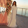 Elegant Asymmetrical Satin Mermaid Wedding Dress with Pearl Neckline and Court Train