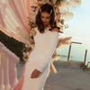 Elegant Asymmetrical Satin Mermaid Wedding Dress with Pearl Neckline and Court Train