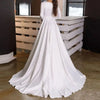 Classic A-Line Satin Wedding Dress with Long Sleeves and O-Neck | Elegant Muslim Bridal Gown