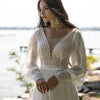 Bohemian Chiffon Wedding Dress with Lace Appliques and Sweep Train