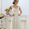 Classic Empire Waist Wedding Dress with Sweetheart Neckline, Cap Sleeves, and Chiffon Satin Finish