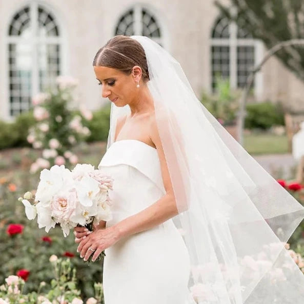 Modern Strapless Satin Mermaid Wedding Dress with Button-Back and Backless Design