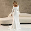 Chic Mermaid Wedding Dress with Long Sleeves and Square Neckline