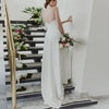 Simple Halter Satin A-Line Wedding Dress with Backless Design and Sweep Train