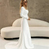 Chic Mermaid Wedding Dress with Long Sleeves and Square Neckline