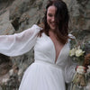 Boho A-Line Chiffon Wedding Dress with V-Neck and Backless Design