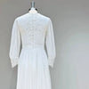 Modest Long Sleeve Chiffon Wedding Dress with O-Neck and Elegant Appliques