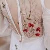 Boho Polka Dot Floral Embroidery Tulle Wedding Dress with Puffy Sleeves and Keyhole Back