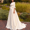 Simple O-Neck Satin A-Line Wedding Dress with Backless Design and Bow Detail