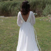 Boho A-Line Chiffon Wedding Dress with V-Neck and Backless Design