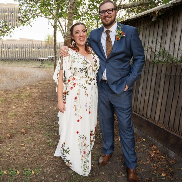 Enchanted Wildflower A-Line Wedding Dress | Plunging V-Neck Unique Embroidered Bridal Gown