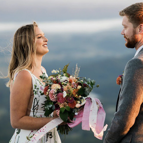 Enchanted Wildflower A-Line Wedding Dress | Plunging V-Neck Unique Embroidered Bridal Gown