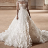 Exquisite High-Neck Lace Ball Gown Wedding Dress with Beading and Embroidery