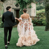 Enchanting Off-Shoulder A-Line Tulle Wedding Dress with Floral Appliques & Ruffles - Includes Veil