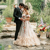 Enchanting Off-Shoulder A-Line Tulle Wedding Dress with Floral Appliques & Ruffles - Includes Veil