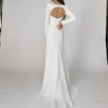 Sleek Satin Mermaid Wedding Dress with Square Neck and Long Sleeves - Elegant Minimalist Bridal Gown