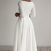 Classic A-Line Satin Wedding Dress with Half Sleeves and O-Neck - Modest Bridal Gown for Elegant Weddings