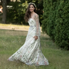 Classic Long Sleeve Floral Wedding Dress with Tulle Embroidery and Sweep Train