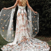 Floral Embroidery Wedding Dress | Boho A-Line Lace Bridal Gown