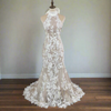 Elegant Halter Neck Beaded Lace Backless Mermaid Wedding Dress - Boho Bridal Gown with Sweep Train