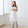 Simple Sweetheart Spandex A-Line Mid-Calf Wedding Dress with Bow Detail