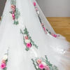 Luxury Off-the-Shoulder Pastoral Ball Gown Wedding Dress with Hand-Made Floral Appliques and Court Train