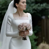 Soft Satin Long Sleeve Modest Wedding Dress with Square Neck and Elegant A-Line Silhouette