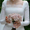 Soft Satin Long Sleeve Modest Wedding Dress with Square Neck and Elegant A-Line Silhouette