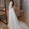 Bohemian Lace Wedding Dress with Long Sleeves | A-Line Bridal Gown with Backless Design