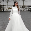 Modest Organza Wedding Dress with High Neck | Muslim Bridal Gown