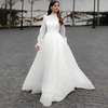 Modest Organza Wedding Dress with High Neck | Muslim Bridal Gown