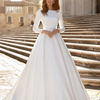 Elegant Princess Ball Gown Wedding Dress | Long Sleeve Satin Bridal Gown