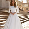 Elegant Princess Ball Gown Wedding Dress | Long Sleeve Satin Bridal Gown