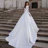 Elegant Princess Ball Gown Wedding Dress | Long Sleeve Satin Bridal Gown