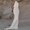 Elegant Sleeveless Halter Satin Beach Wedding Dress | Mermaid Bridal Gown with Detachable Train