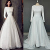 Elegant Organza Boat Neck Bridal Gown | Minimal Modest Wedding Dress