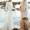 Elegant O-Neck Mermaid Satin Wedding Dress with Full Sleeves - Simple Backless Bridal Gown