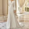 Elegant Mermaid Satin Wedding Dress with Puff Sleeves and Open Back | Sophisticated Bridal Gown with Sweep Train